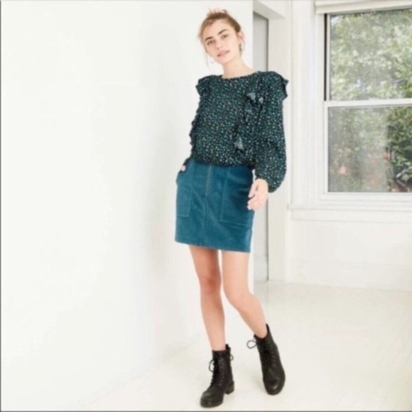 Wild Fable Blue Floral Long Sleeve Blouse - Picture 3 of 7